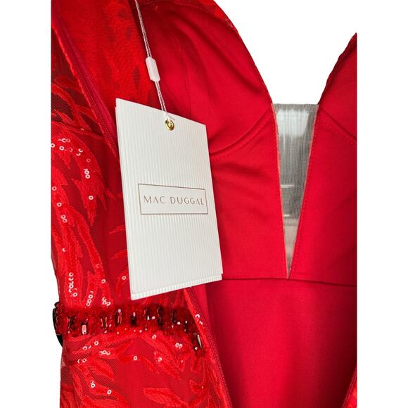 MAC DUGGAL NWT Evening Gown 12421 Red Sparkle Embellished Size 6 $798 MSRP - Picture 3 of 14